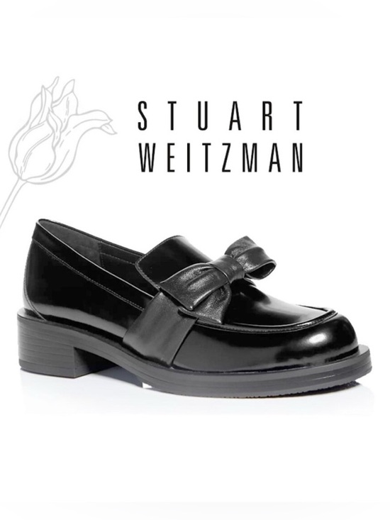 Stuart Weitzman Shoes - Stuart Weitzman Sofia Bold Leather Bow Loafers NWOT